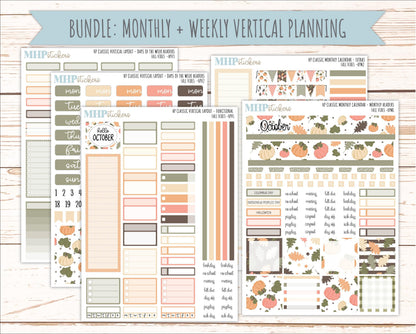 OCTOBER Stickers for Happy Planner Classic Vertical Layout. 2026 Collection. "Fall Vibes" || HPV