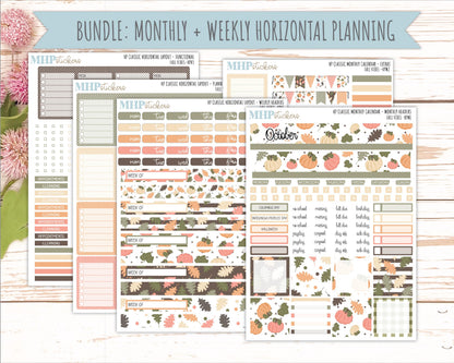 OCTOBER Stickers for Happy Planner Classic Horizontal Layout. 2026 Collection. "Fall Vibes" || HPH
