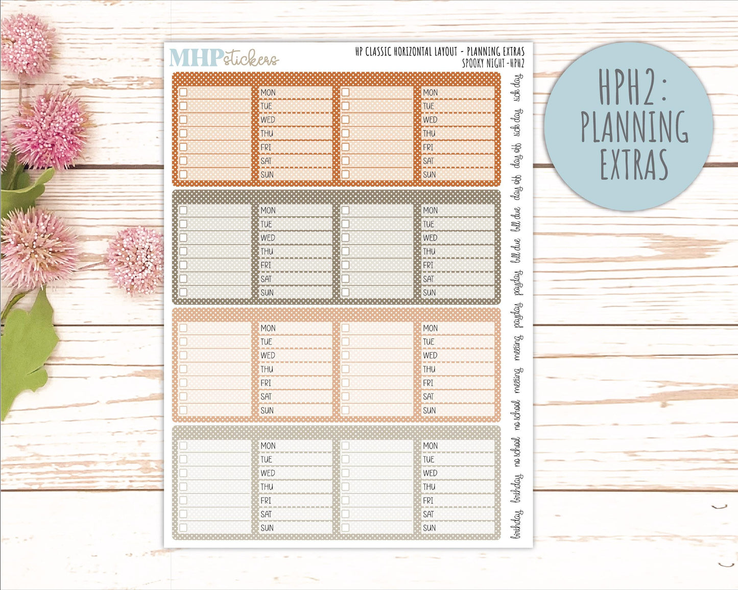 OCTOBER Stickers for Happy Planner Classic Horizontal Layout. 2026 Collection. "Spooky Night" || HPH