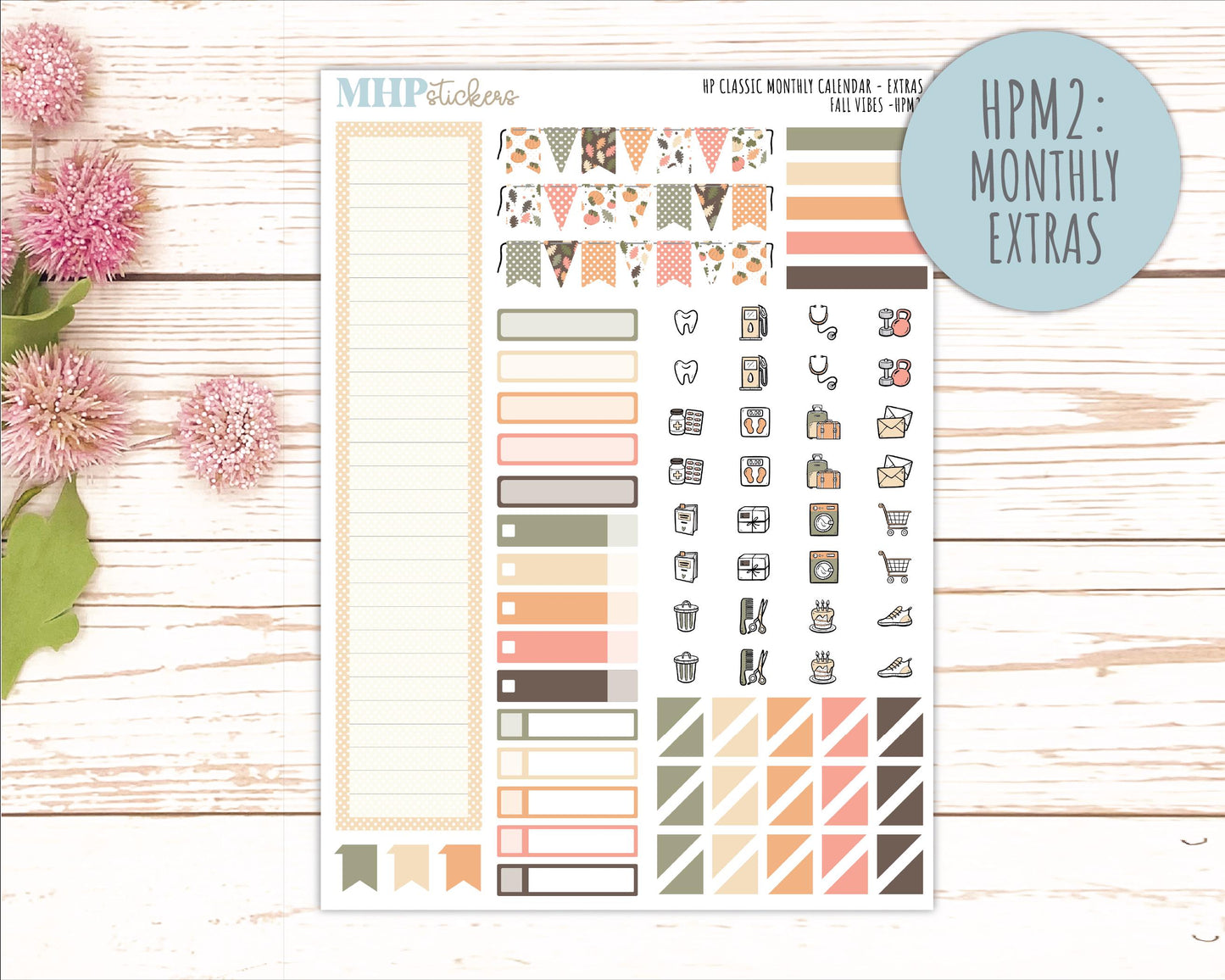 OCTOBER Stickers for Happy Planner Classic Dashboard Layout. 2026 Collection. "Fall Vibes" || HPD
