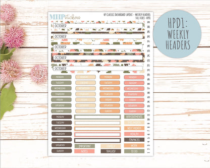 OCTOBER Stickers for Happy Planner Classic Dashboard Layout. 2026 Collection. "Fall Vibes" || HPD