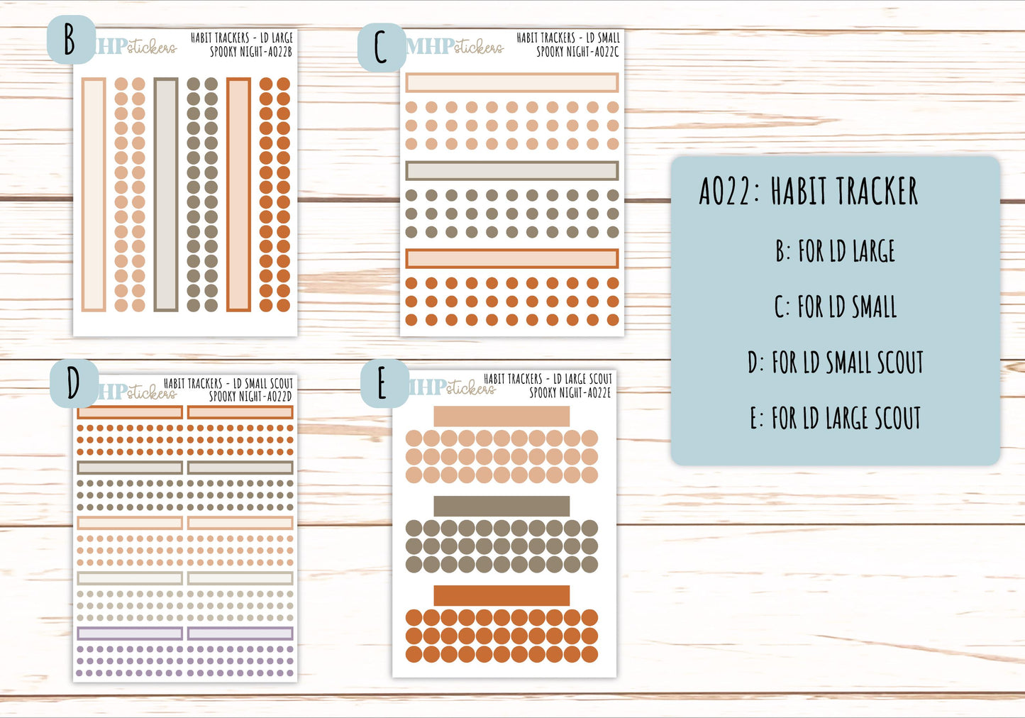 Basic Labels & Habit Trackers. ADD-On's for Monthly Kits "Spooky Night" || AOBL