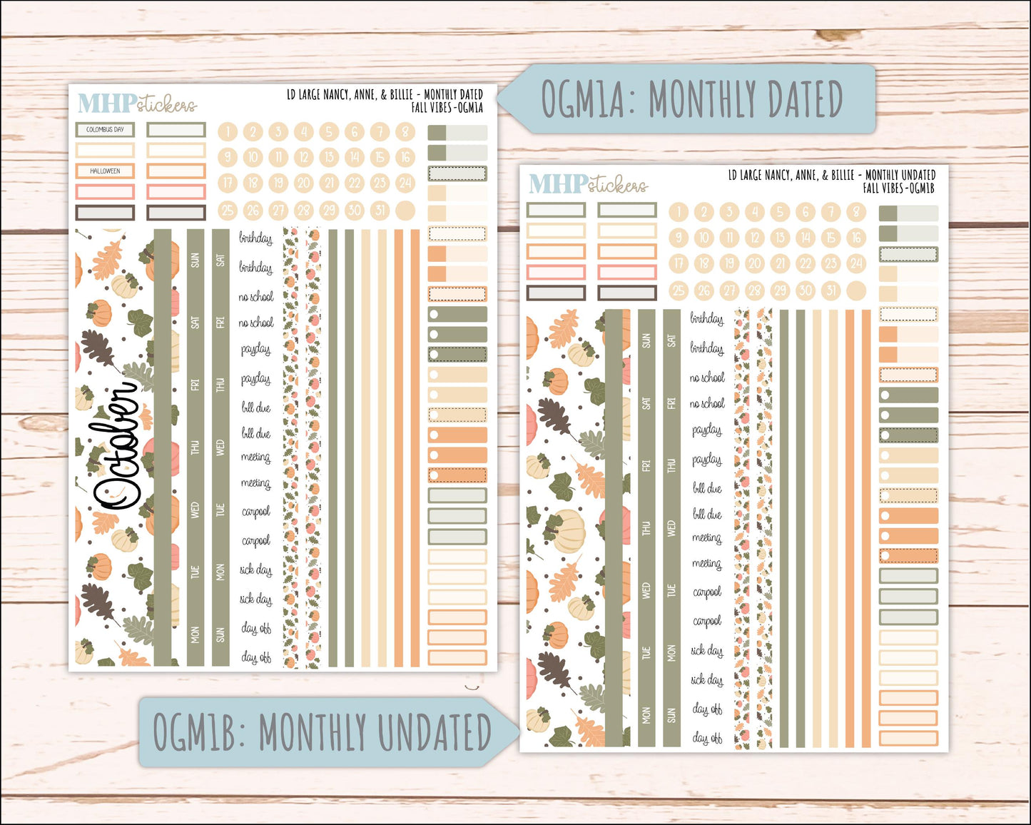 OCTOBER 2026 Stickers for Large Nancy, Anne, & Billie Planners. Laurel Denise Planners. "Fall Vibes" || OG