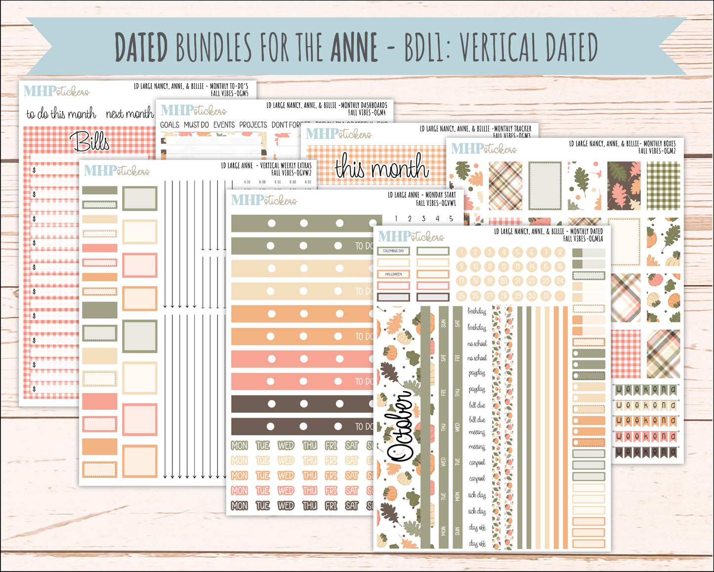OCTOBER 2026 Stickers for Large Nancy, Anne, & Billie Planners. Laurel Denise Planners. "Fall Vibes" || OG