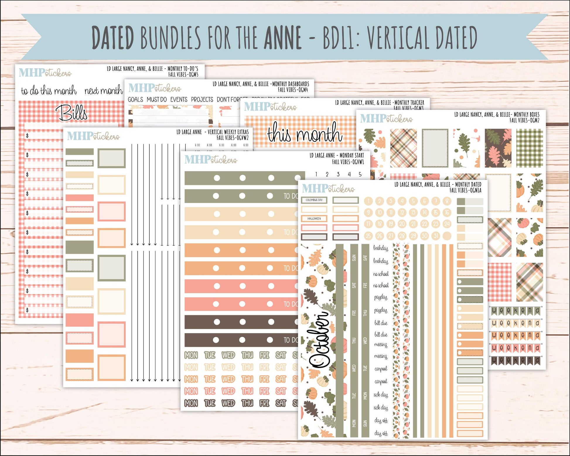 OCTOBER 2026 Stickers for Large Nancy, Anne, & Billie Planners. Laurel Denise Planners. "Fall Vibes" || OG