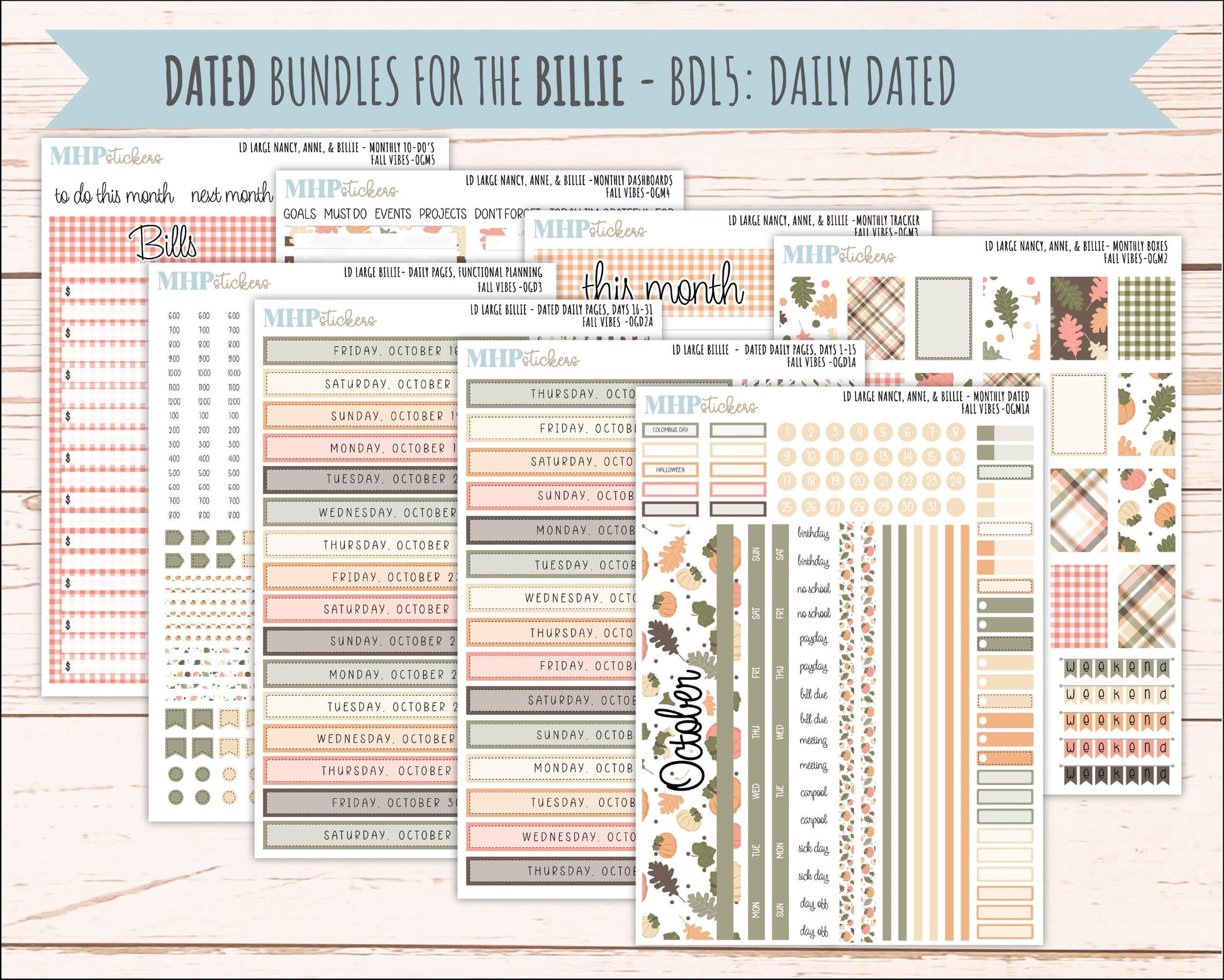 OCTOBER 2026 Stickers for Large Nancy, Anne, & Billie Planners. Laurel Denise Planners. "Fall Vibes" || OG
