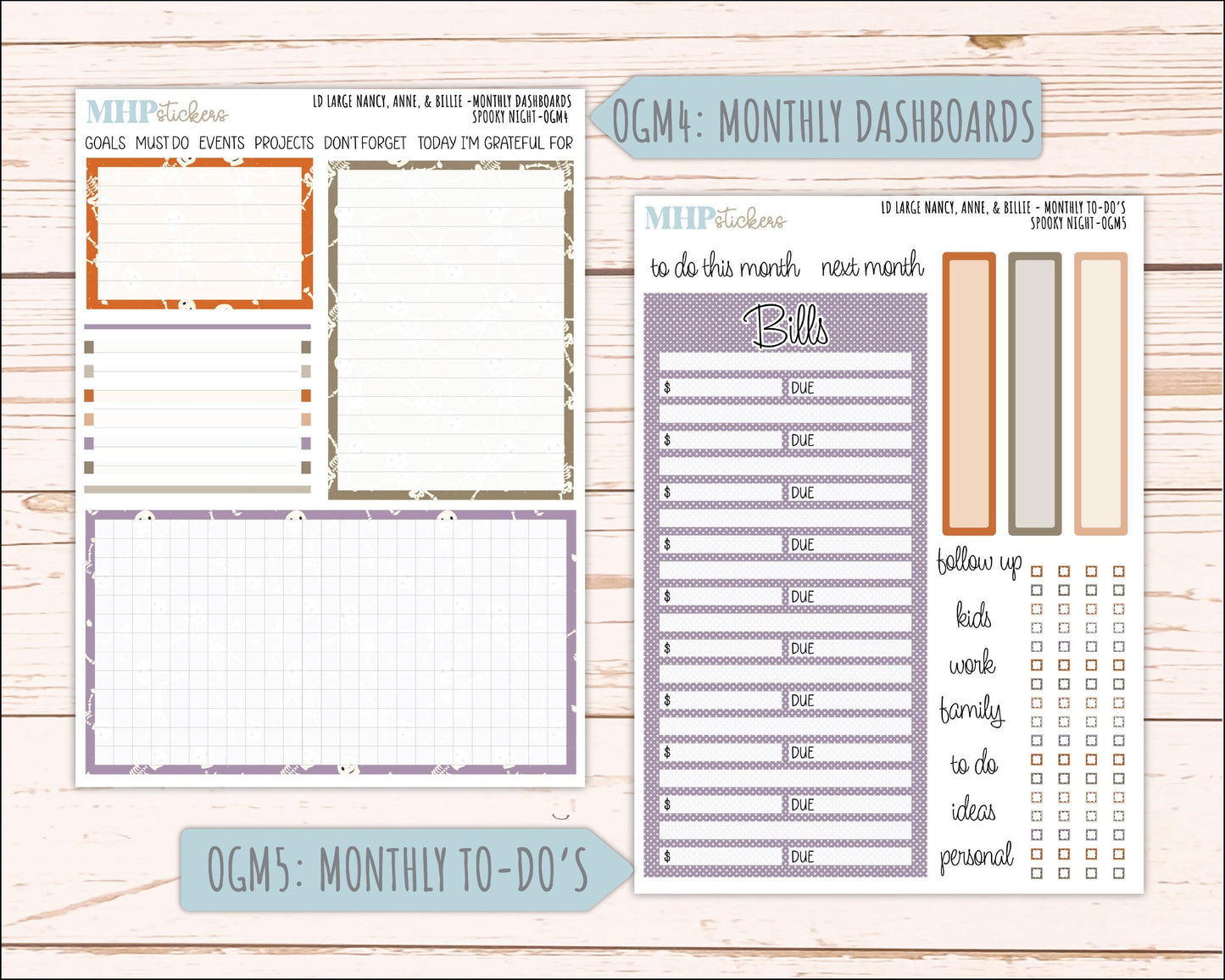 OCTOBER 2026 Stickers for Large Nancy, Anne, & Billie Planners. Laurel Denise Planners. "Spooky Night" || OG