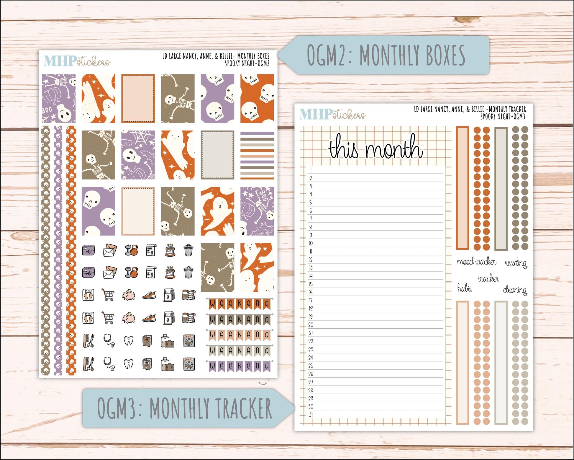 OCTOBER 2026 Stickers for Large Nancy, Anne, & Billie Planners. Laurel Denise Planners. "Spooky Night" || OG