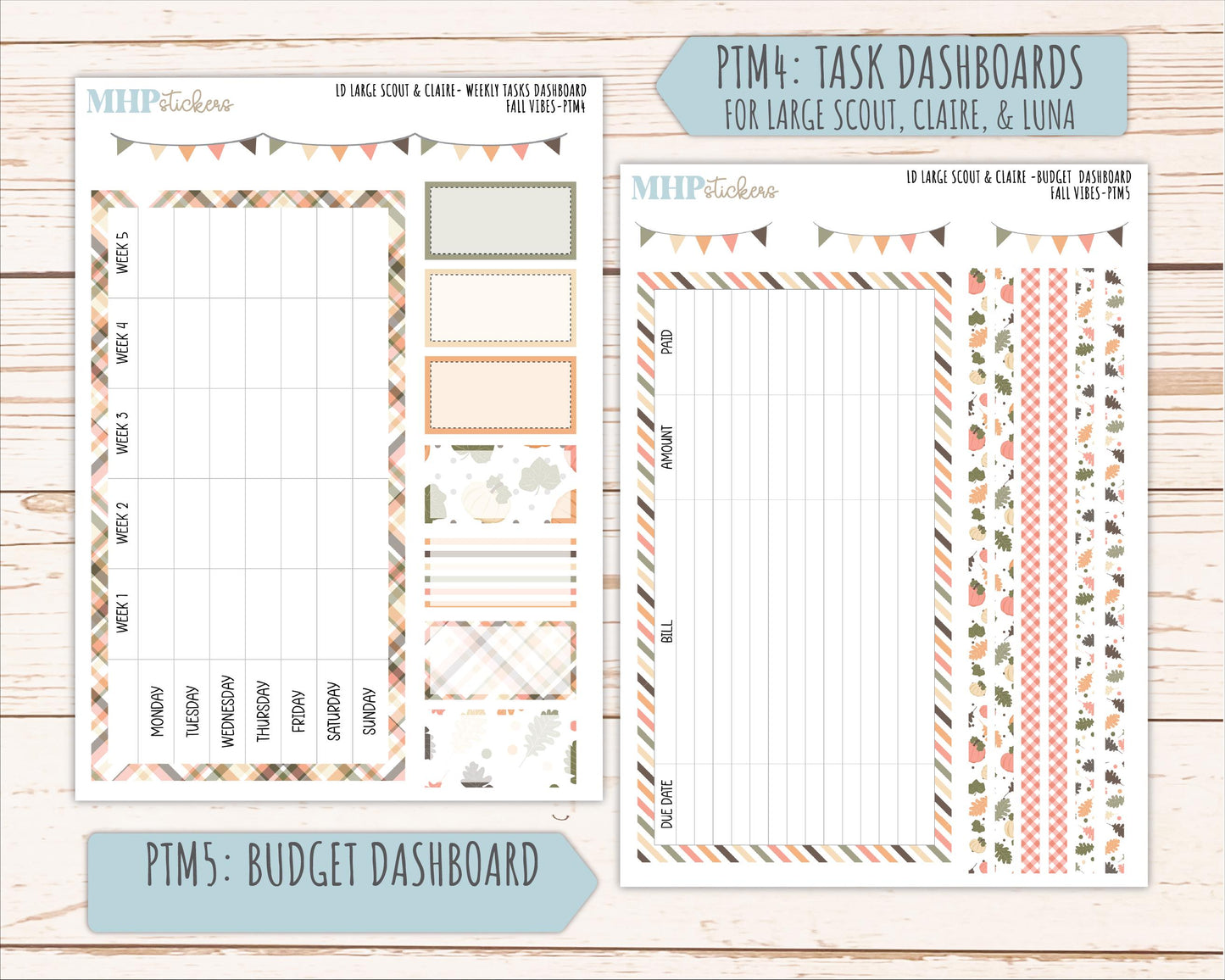 OCTOBER 2026 Stickers for the Large Scout, Large Claire, and Large Luna Laurel Denise Planners "Fall Vibes" || PT