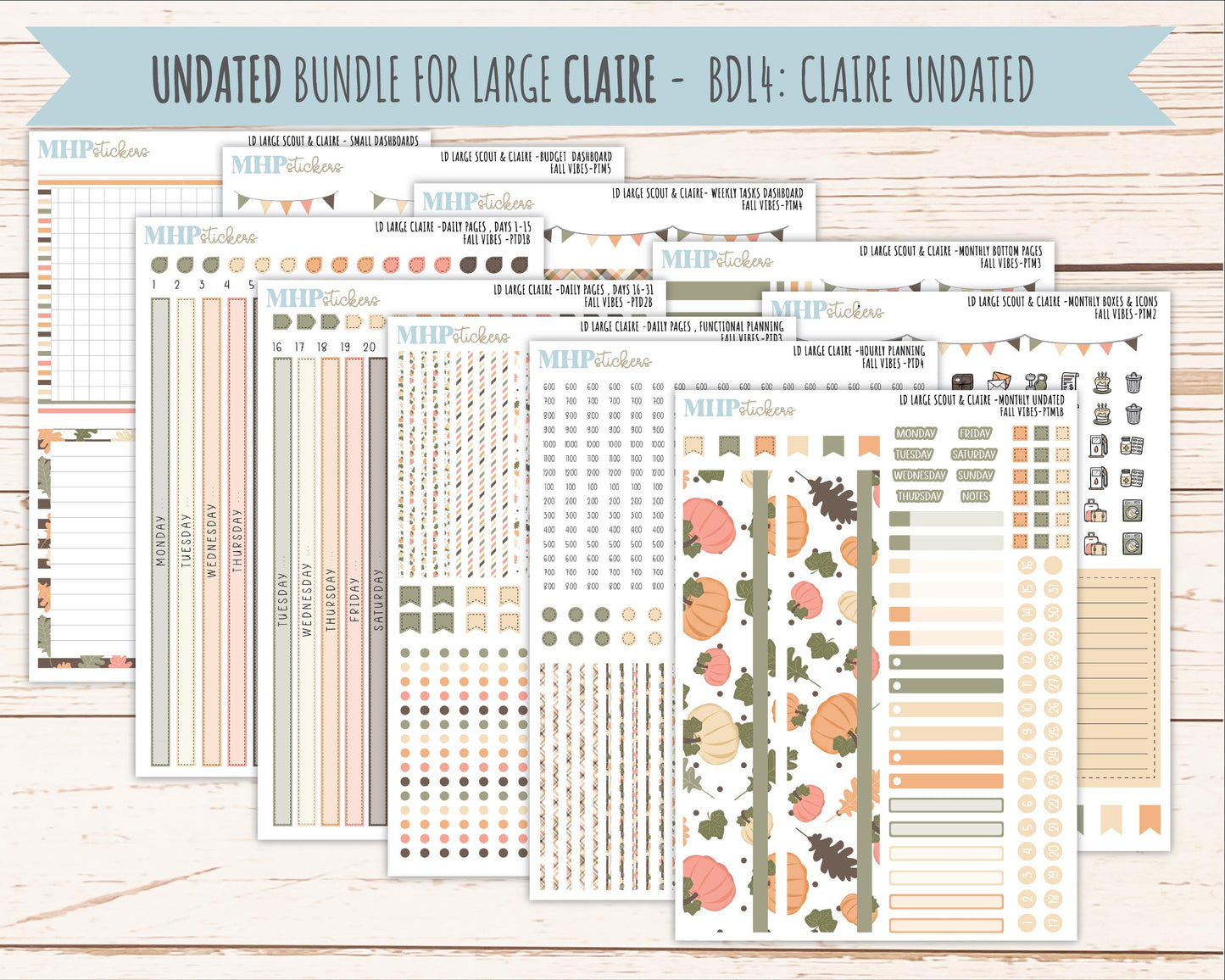 OCTOBER 2026 Stickers for the Large Scout, Large Claire, and Large Luna Laurel Denise Planners "Fall Vibes" || PT