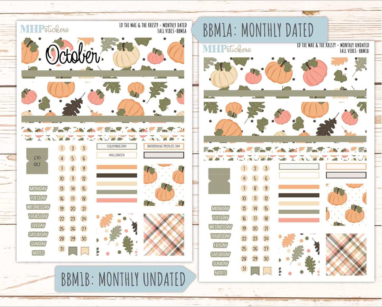 OCTOBER 2026 Stickers for the Mae & Kristy Laurel Denise Planners "Fall Vibes" || BB
