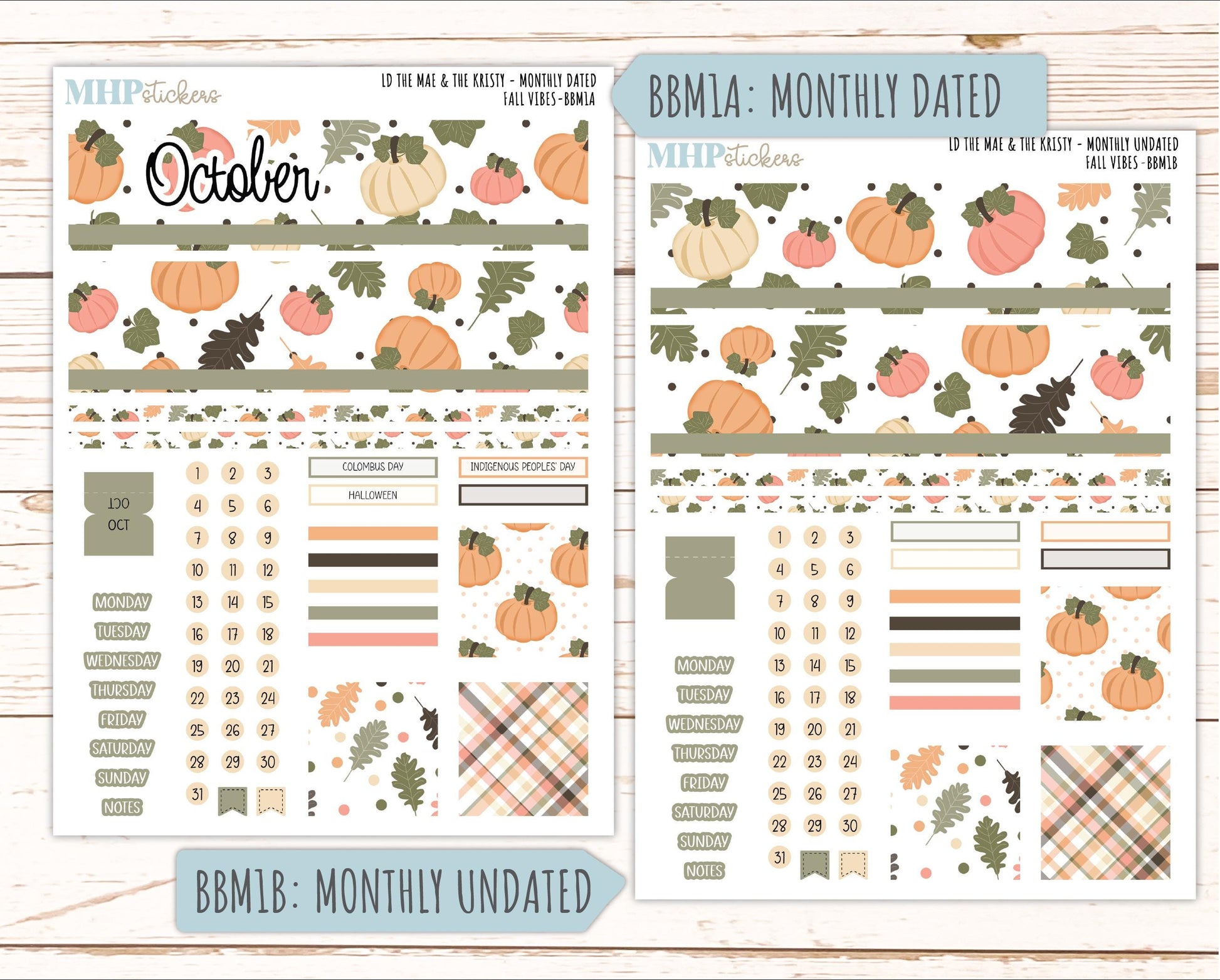 OCTOBER 2026 Stickers for the Mae & Kristy Laurel Denise Planners "Fall Vibes" || BB