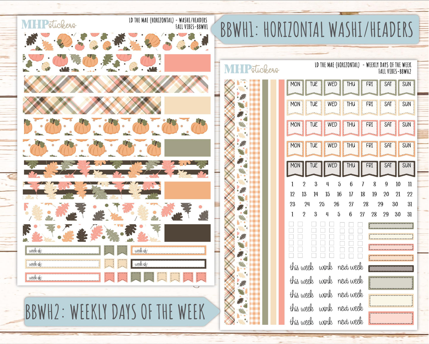 OCTOBER 2026 Stickers for the Mae & Kristy Laurel Denise Planners "Fall Vibes" || BB