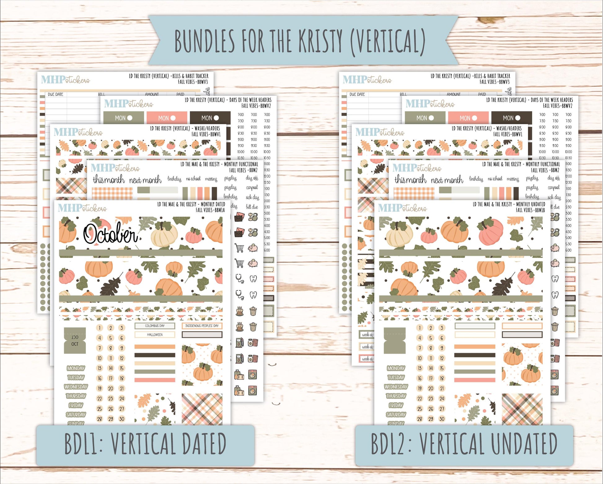 OCTOBER 2026 Stickers for the Mae & Kristy Laurel Denise Planners "Fall Vibes" || BB