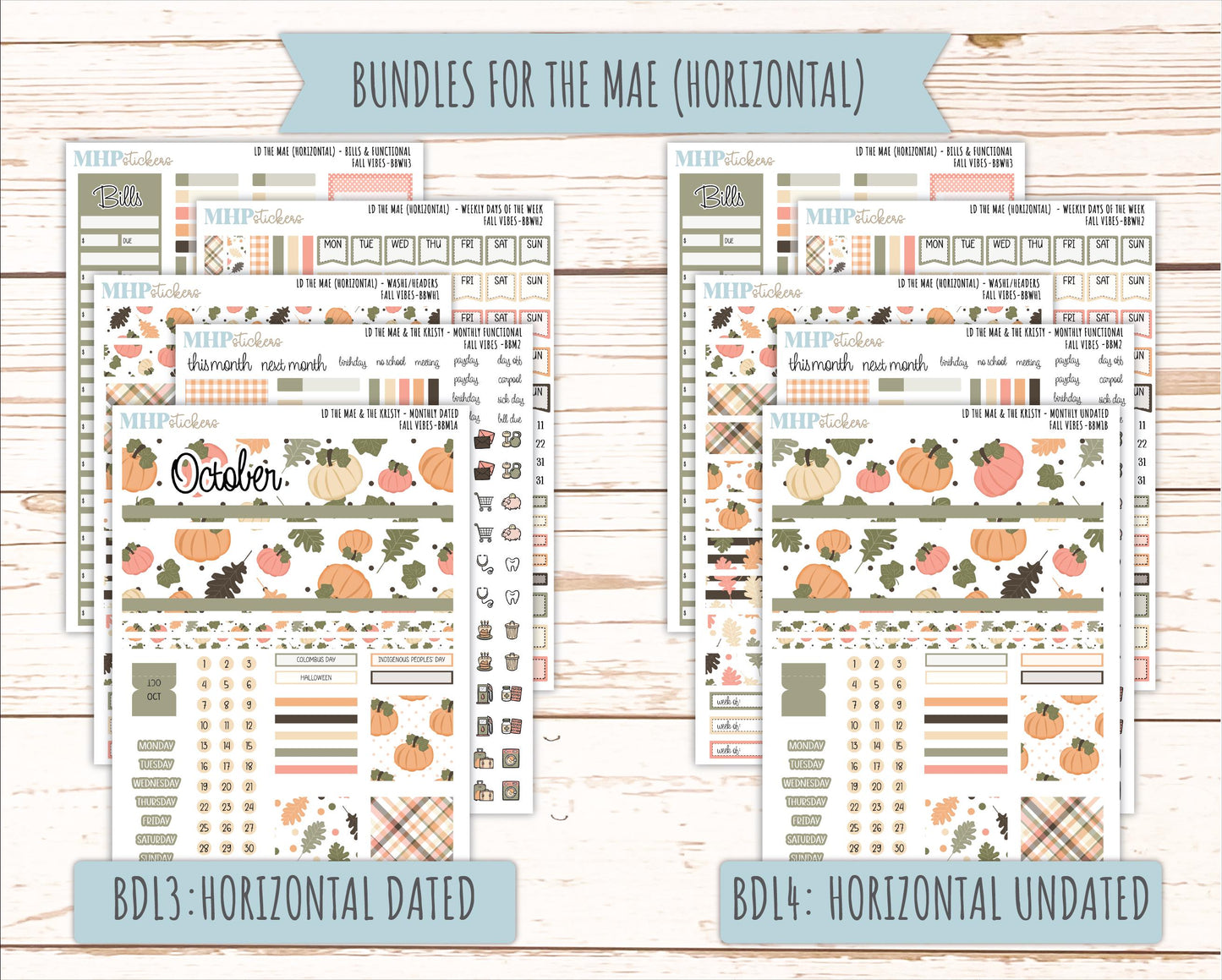OCTOBER 2026 Stickers for the Mae & Kristy Laurel Denise Planners "Fall Vibes" || BB