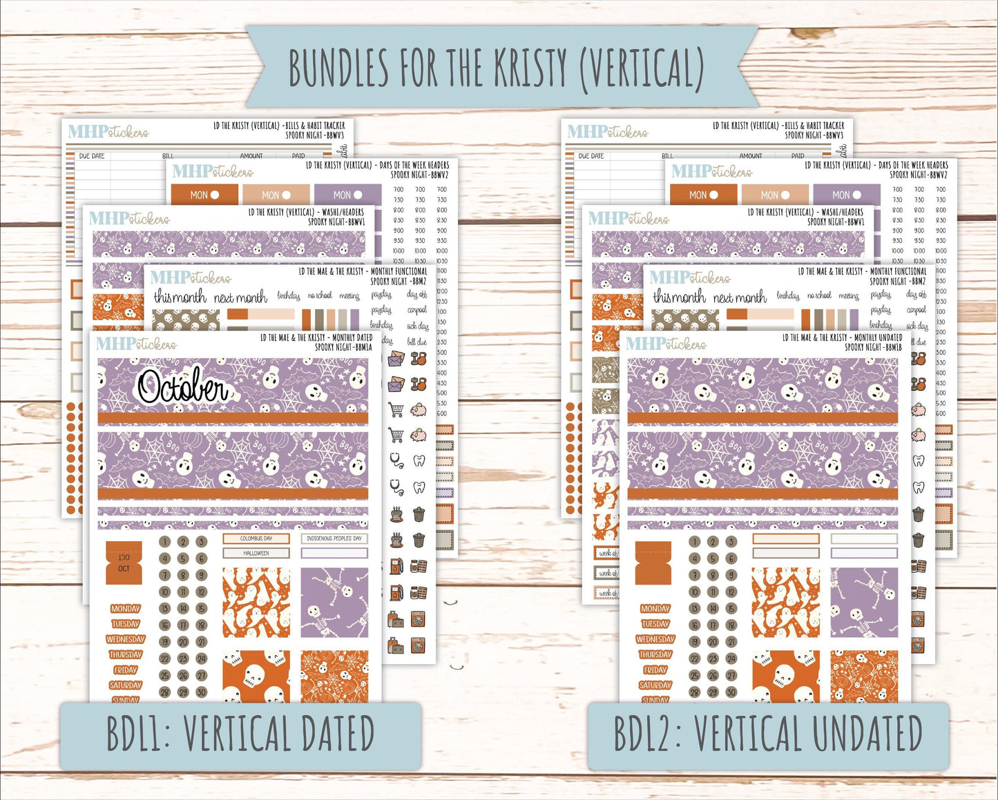 OCTOBER 2026 Stickers for the Mae & Kristy Laurel Denise Planners "Spooky Night || BB