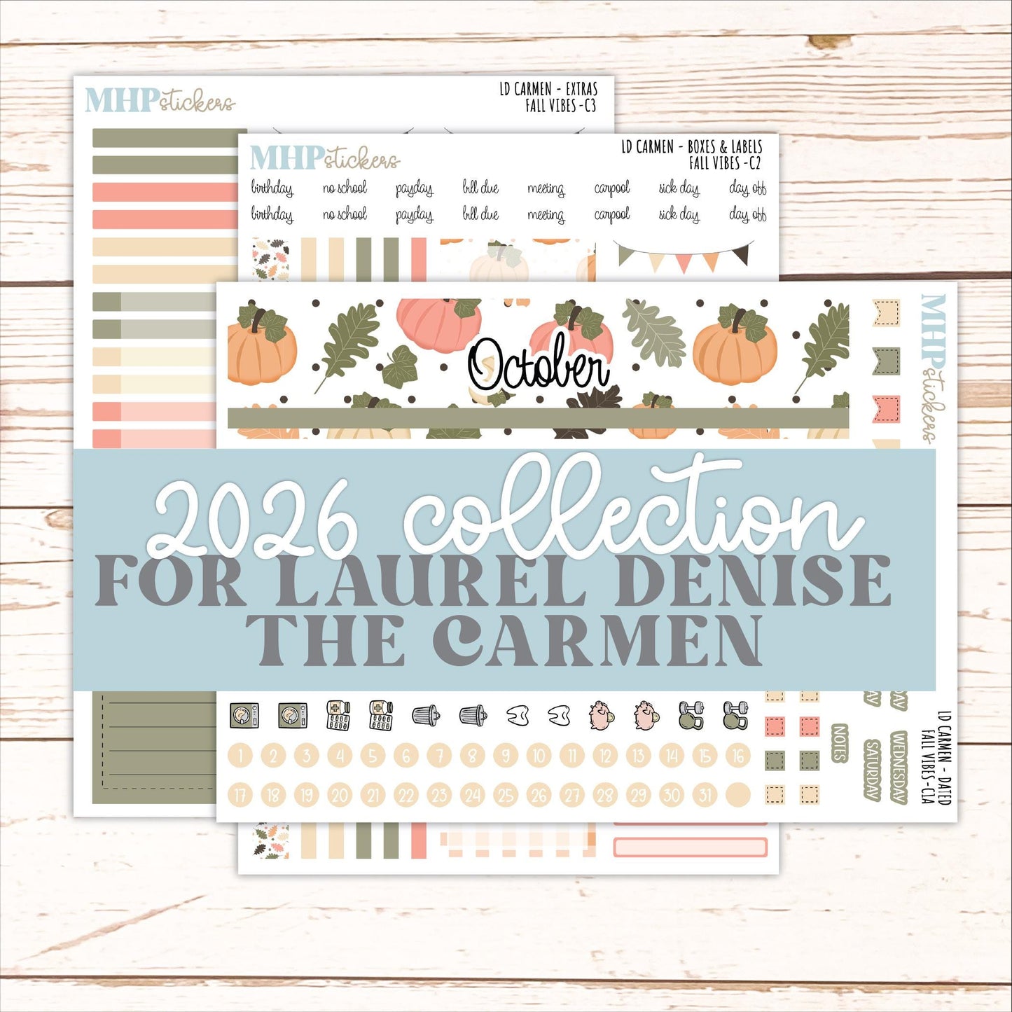 OCTOBER 2026 Stickers for The Carmen Laurel Denise Planner "Fall Vibes" || C