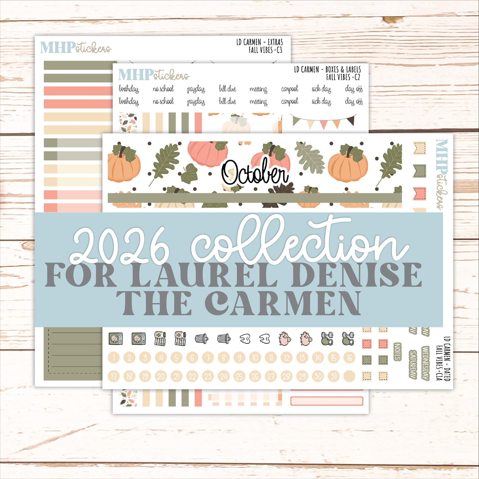 OCTOBER 2026 Stickers for The Carmen Laurel Denise Planner "Fall Vibes" || C