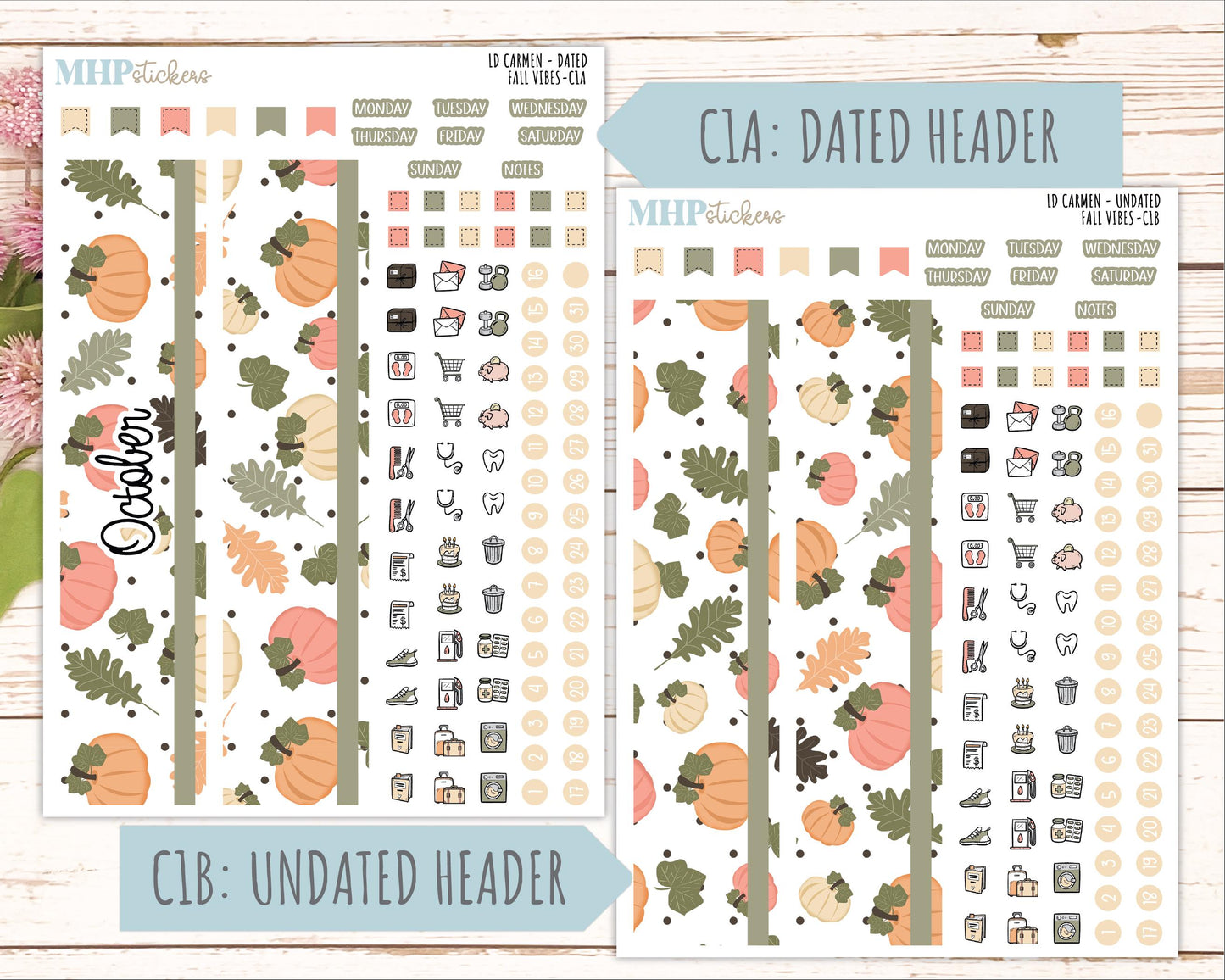 OCTOBER 2026 Stickers for The Carmen Laurel Denise Planner "Fall Vibes" || C