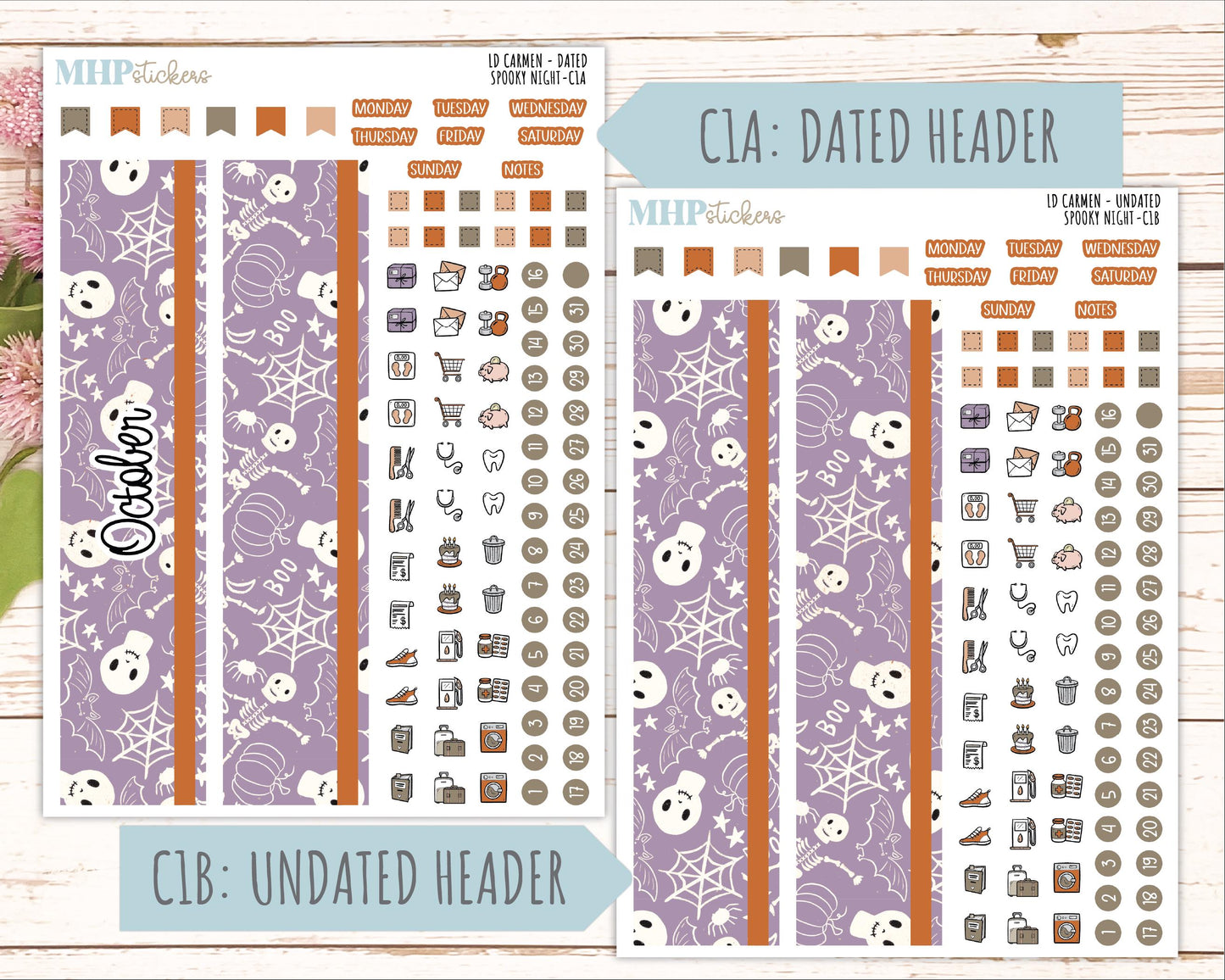 OCTOBER 2026 Stickers for The Carmen Laurel Denise Planner "Spooky Night" || C