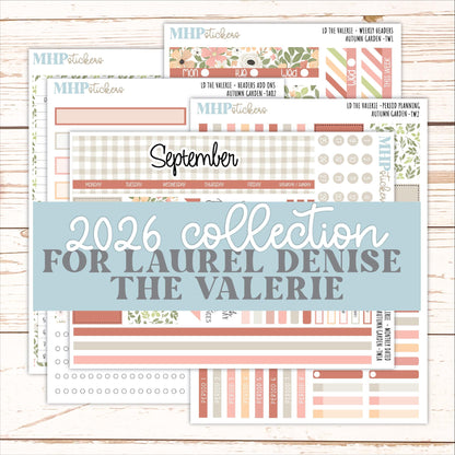 SEPTEMBER Stickers for The Valerie Laurel Denise Planner "Autumn Garden" || TC
