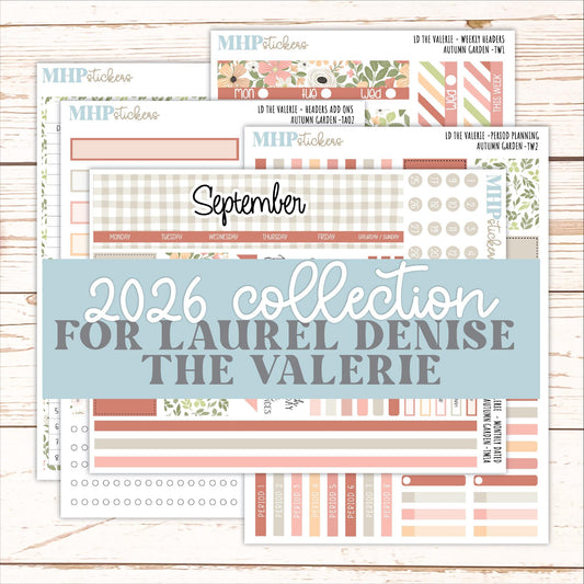 SEPTEMBER Stickers for The Valerie Laurel Denise Planner "Autumn Garden" || TC