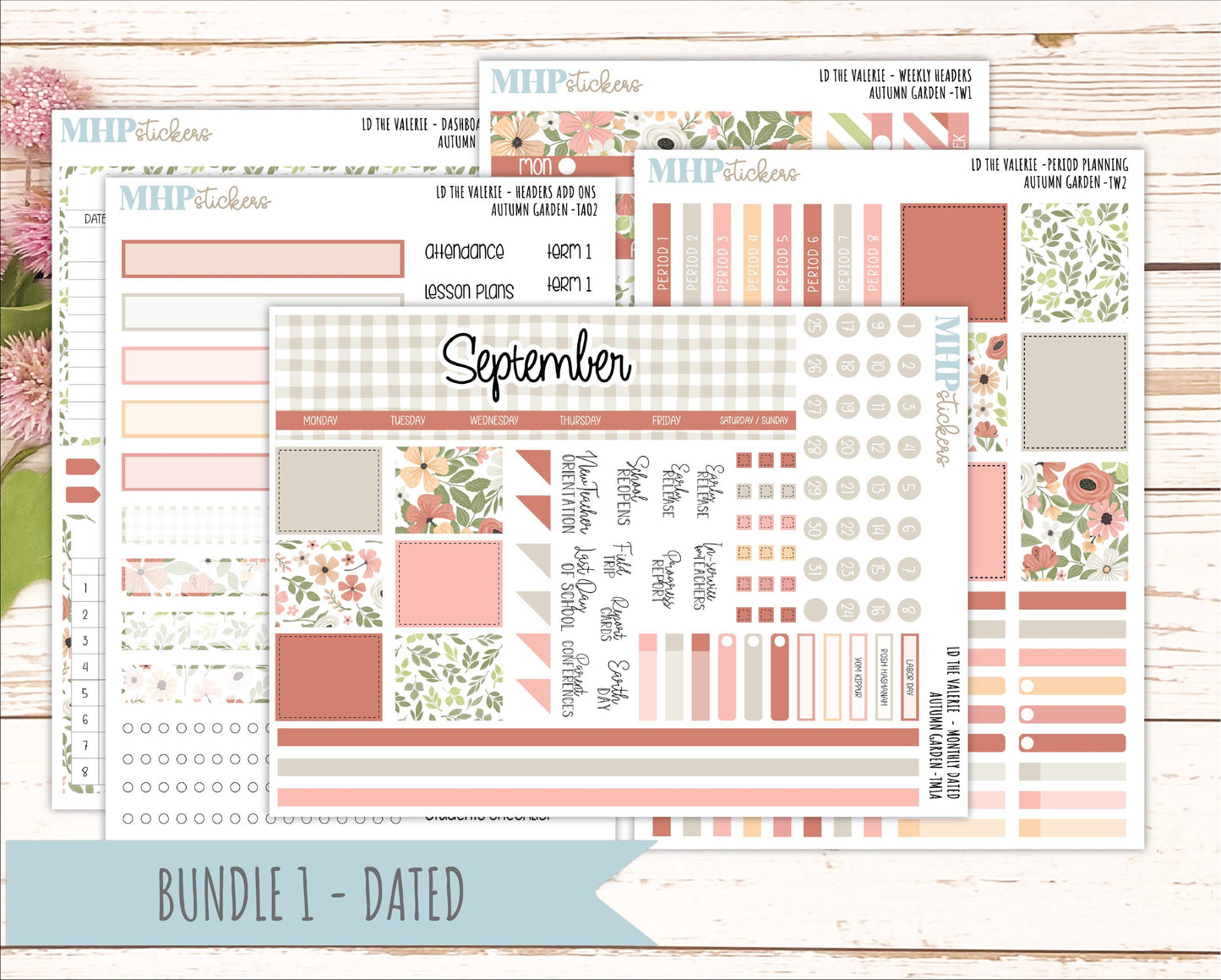 SEPTEMBER Stickers for The Valerie Laurel Denise Planner "Autumn Garden" || TC