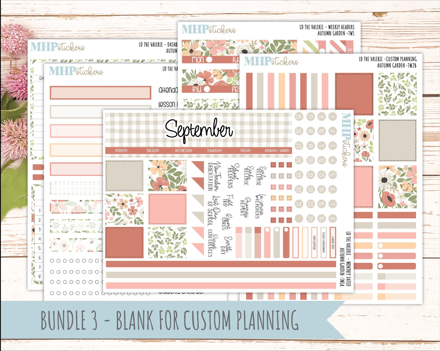 SEPTEMBER Stickers for The Valerie Laurel Denise Planner "Autumn Garden" || TC