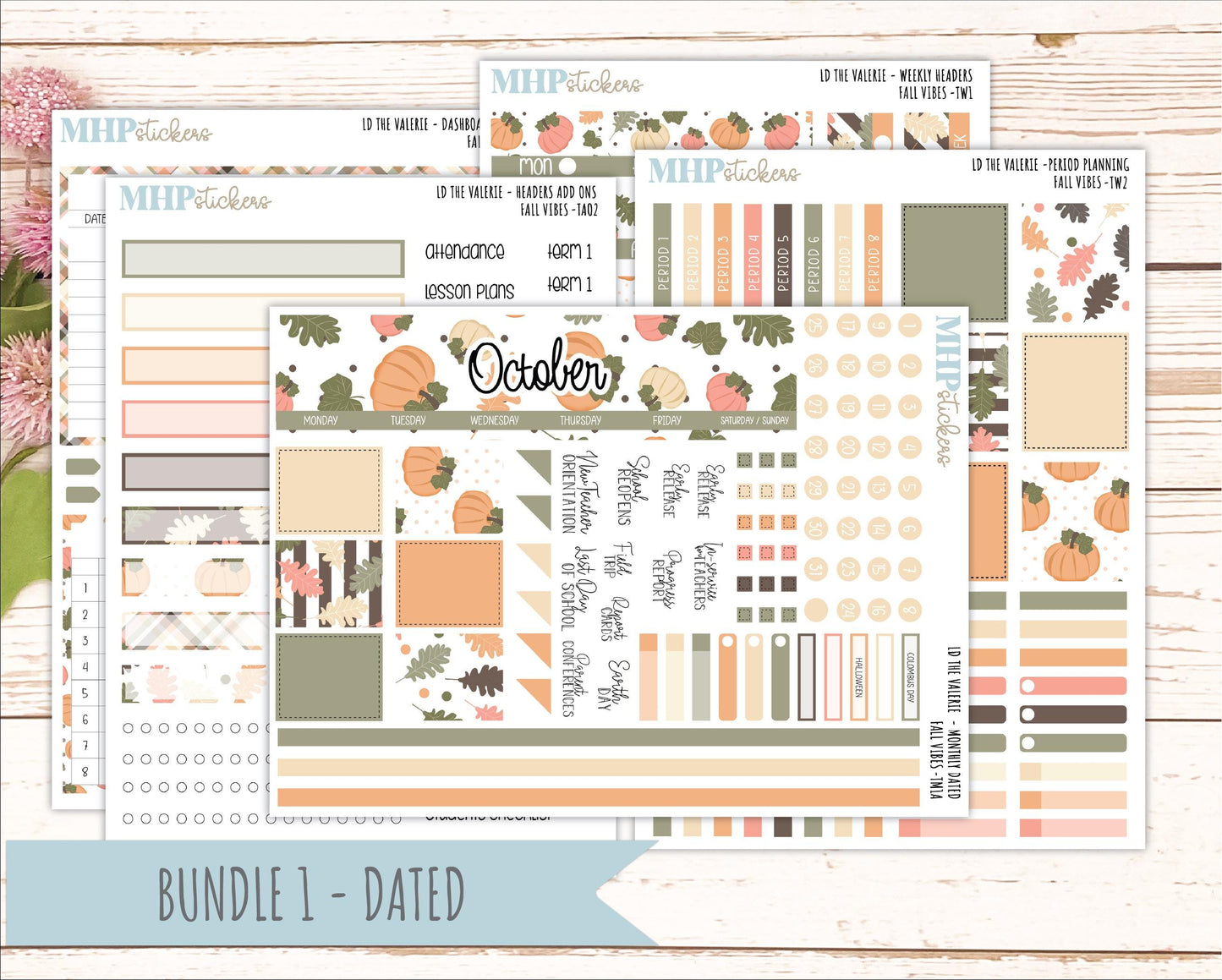 OCTOBER Stickers for The Valerie Laurel Denise Planner "Fall Vibes" || TC