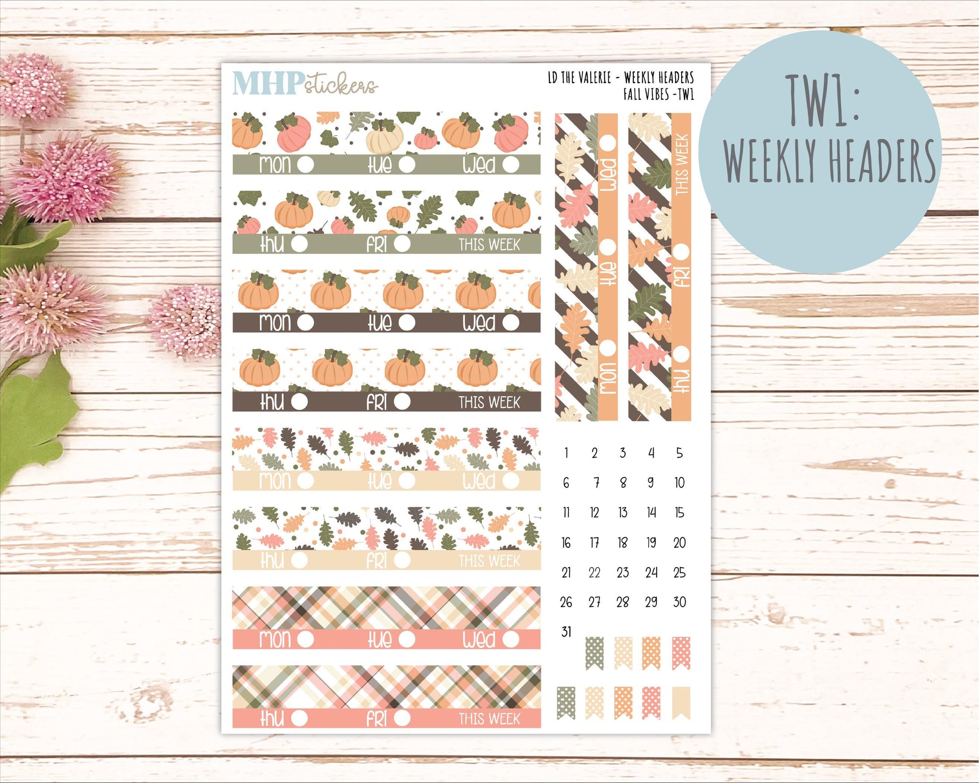 OCTOBER Stickers for The Valerie Laurel Denise Planner "Fall Vibes" || TC