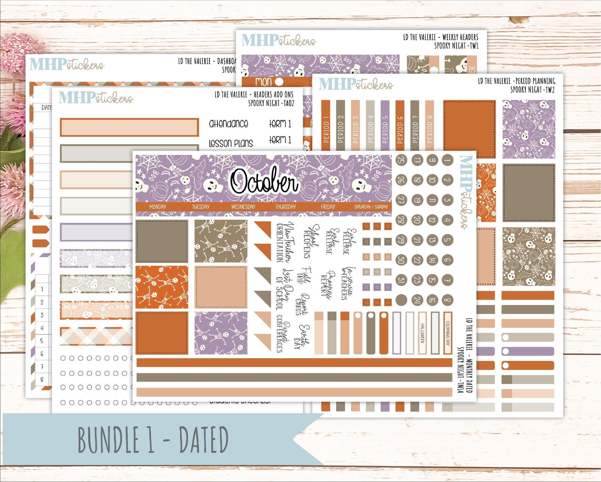 OCTOBER Stickers for The Valerie Laurel Denise Planner "Spooky Night" || TC