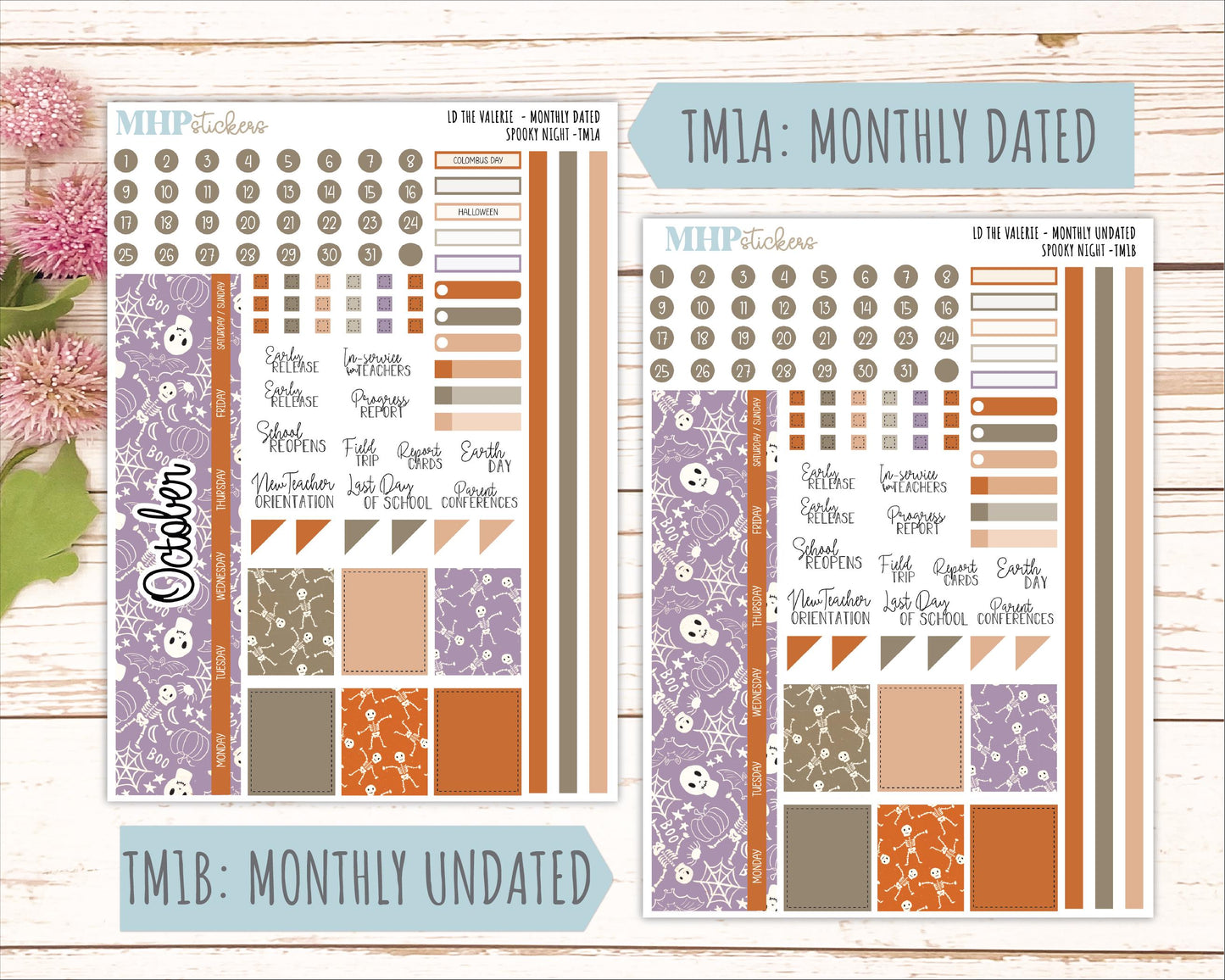 OCTOBER Stickers for The Valerie Laurel Denise Planner "Spooky Night" || TC