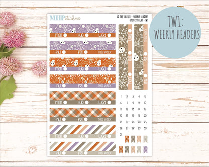 OCTOBER Stickers for The Valerie Laurel Denise Planner "Spooky Night" || TC