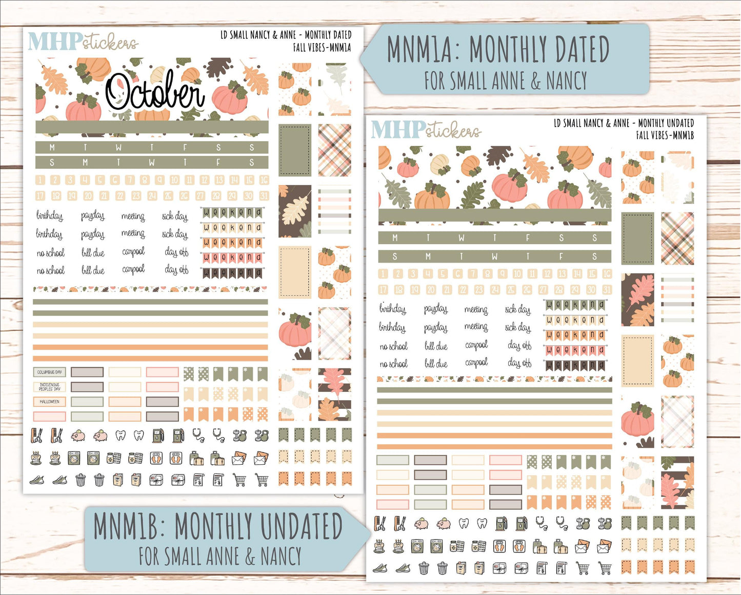 OCTOBER 2026 Stickers for Small Nancy & Anne Laurel Denise Planners "Fall Vibes" || MN