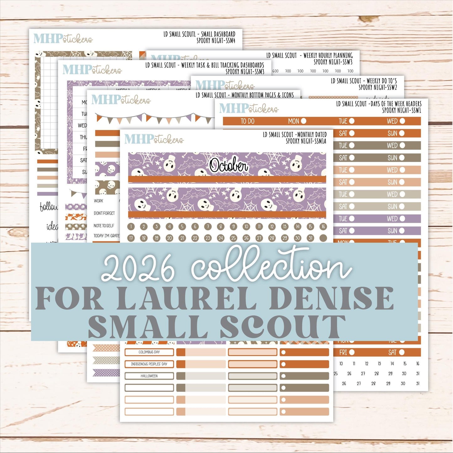OCTOBER 2026 Stickers for the Small Scout Planner. For Laurel Denise Planners. "Spooky Night" ||SS