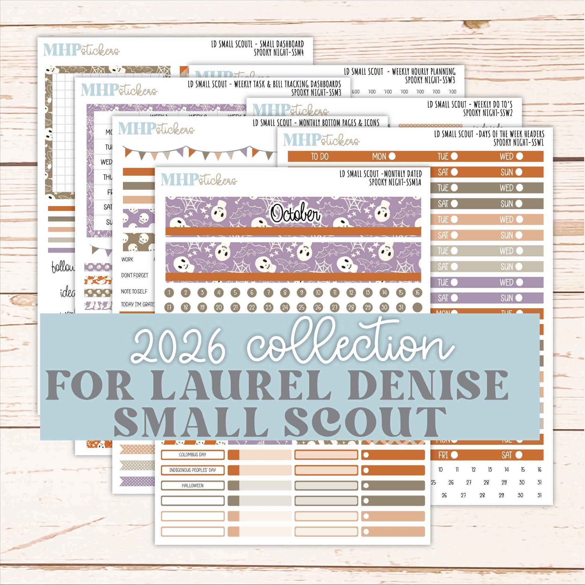 OCTOBER 2026 Stickers for the Small Scout Planner. For Laurel Denise Planners. "Spooky Night" ||SS