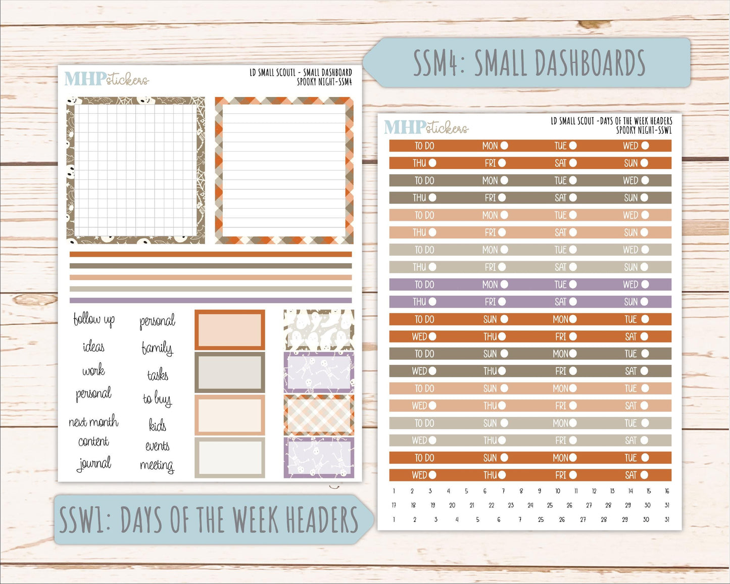 OCTOBER 2026 Stickers for the Small Scout Planner. For Laurel Denise Planners. "Spooky Night" ||SS