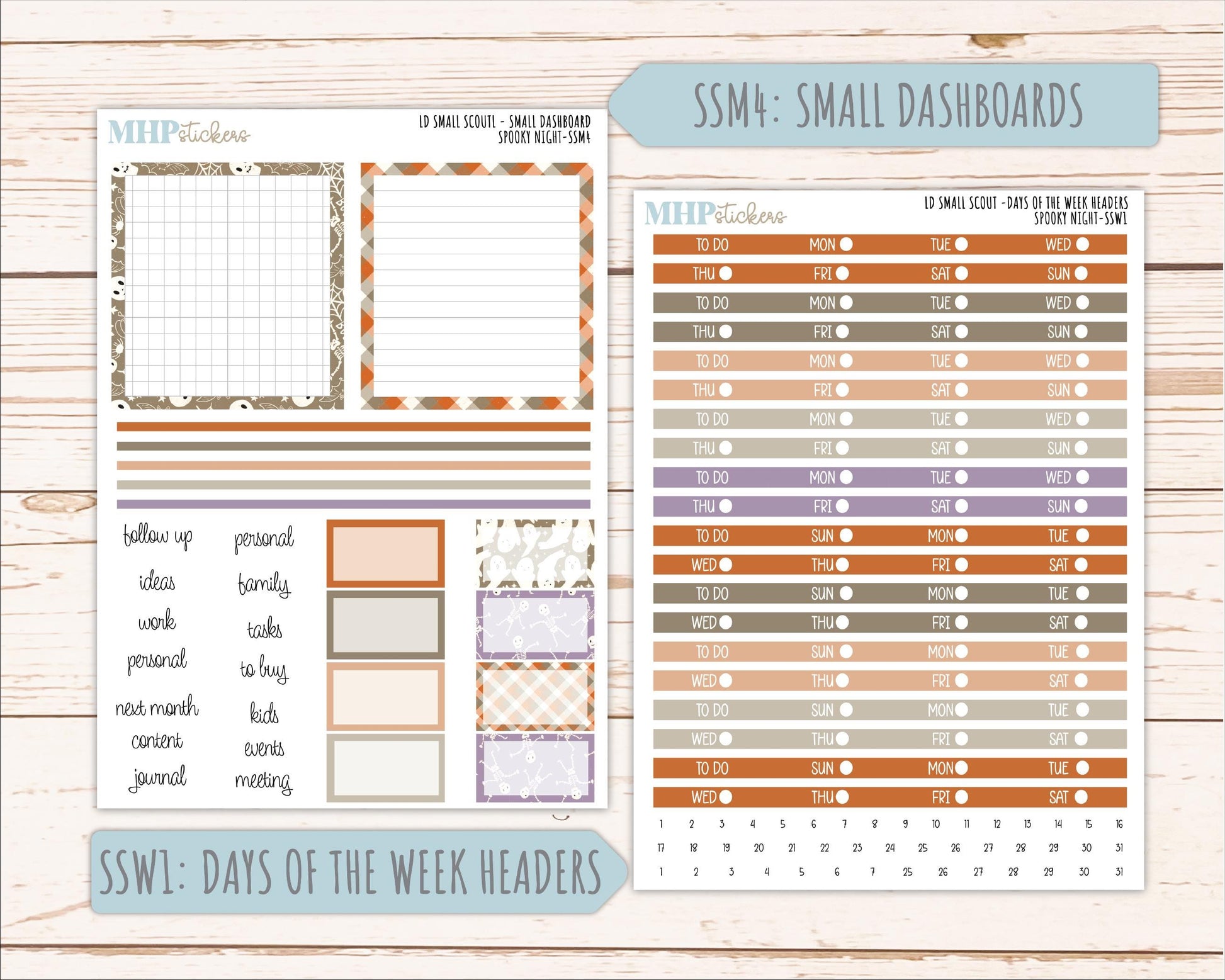 OCTOBER 2026 Stickers for the Small Scout Planner. For Laurel Denise Planners. "Spooky Night" ||SS