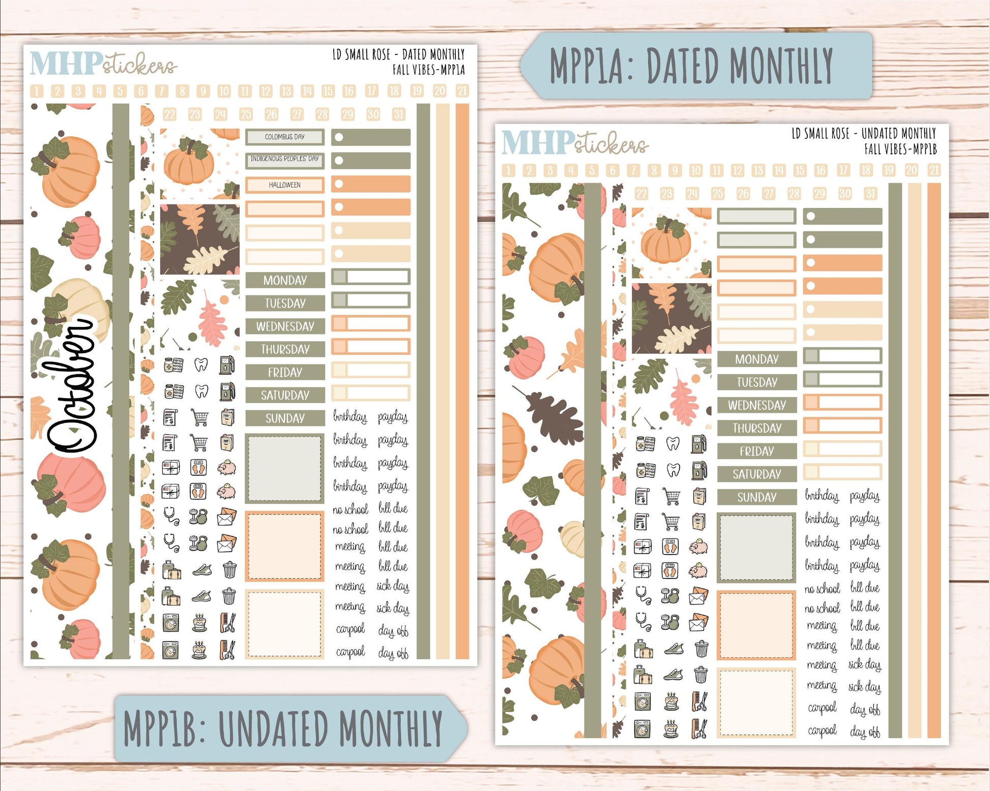 OCTOBER 2026 Stickers for The Small Rose Laurel Denise Planner. "Fall Vibes" || MPP