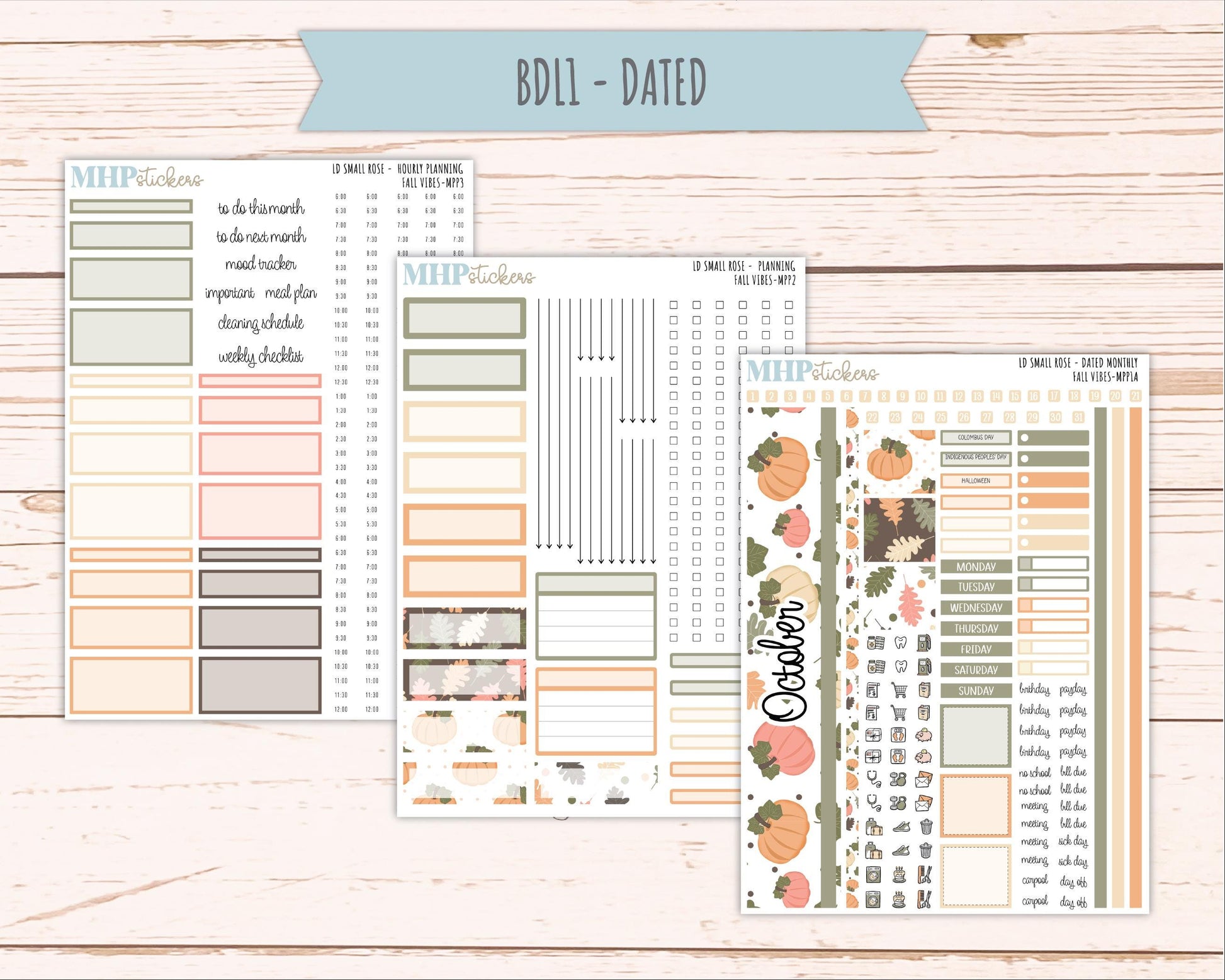 OCTOBER 2026 Stickers for The Small Rose Laurel Denise Planner. "Fall Vibes" || MPP