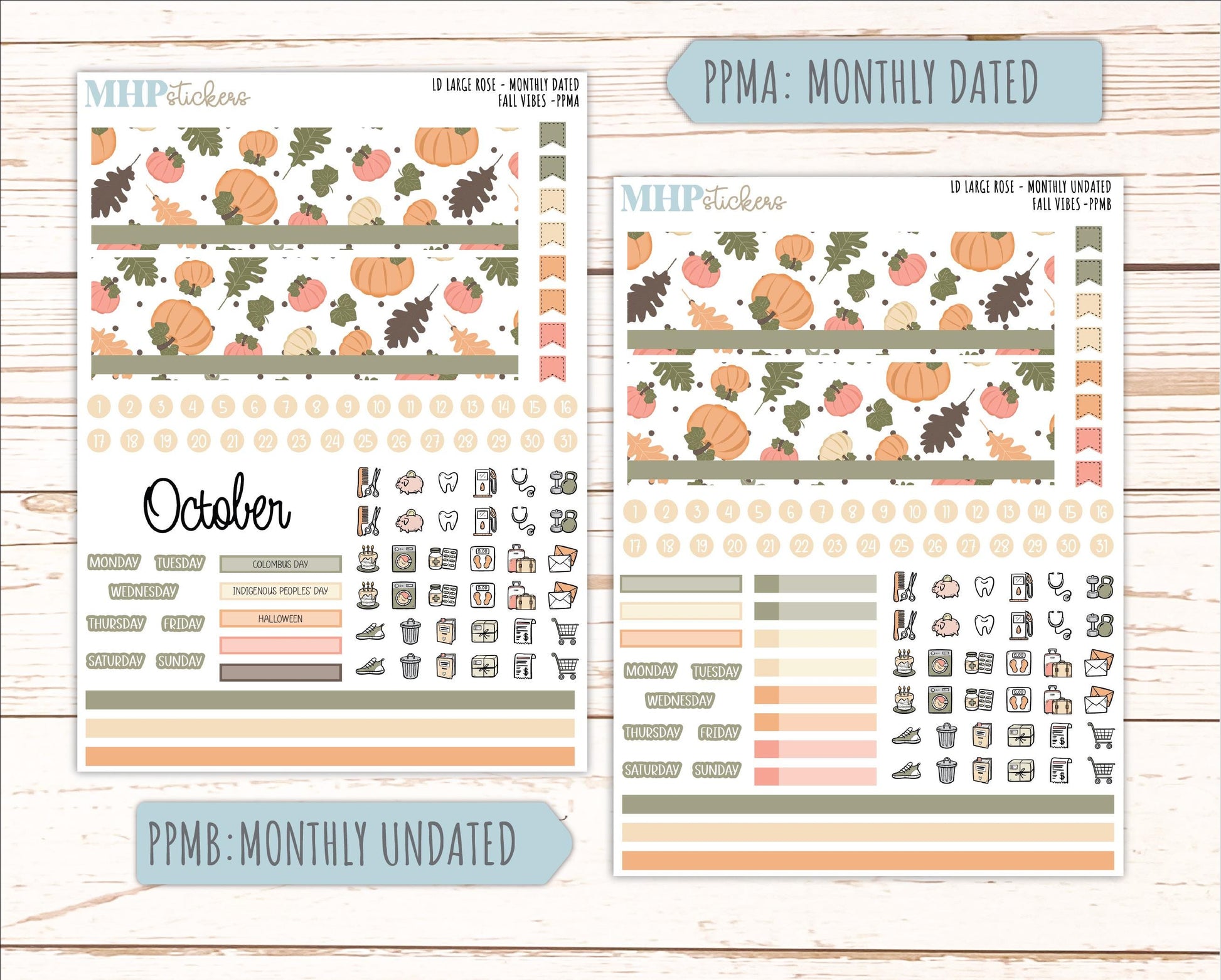 OCTOBER 2026 Stickers for the Large Rose Laurel Denise Planner. "Fall Vibes" || PP
