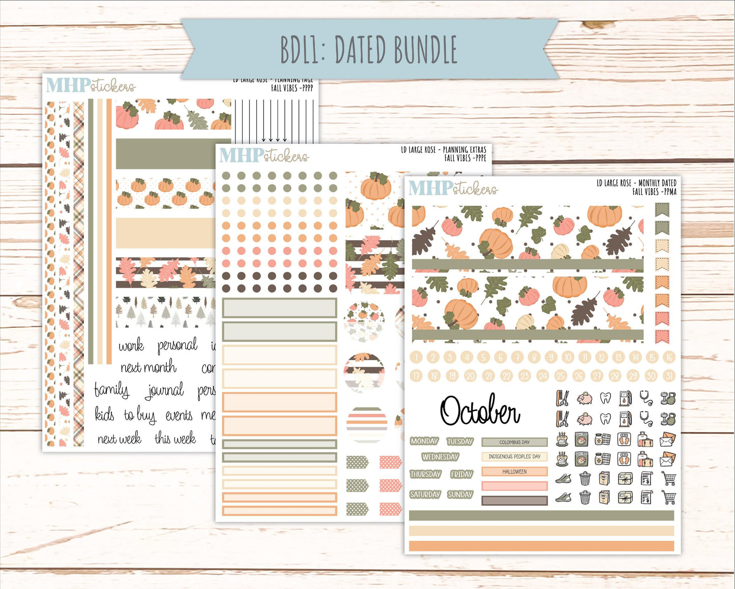 OCTOBER 2026 Stickers for the Large Rose Laurel Denise Planner. "Fall Vibes" || PP