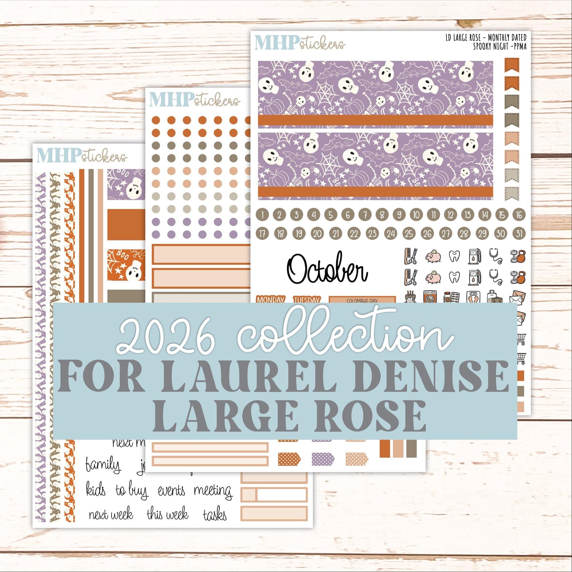 OCTOBER 2026 Stickers for the Large Rose Laurel Denise Planner. "Spooky Night" || PP