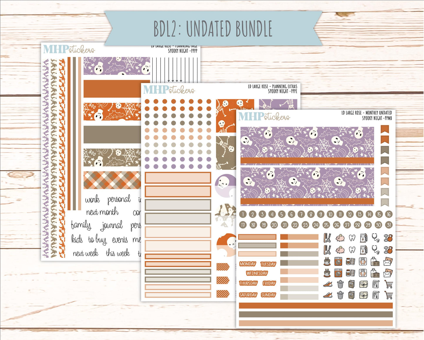 OCTOBER 2026 Stickers for the Large Rose Laurel Denise Planner. "Spooky Night" || PP