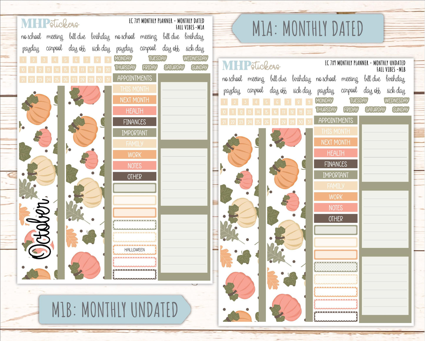 OCTOBER Monthly Kit for 7x9 Erin Condren Planners. 2026 Collection "Fall Vibes" || ECM