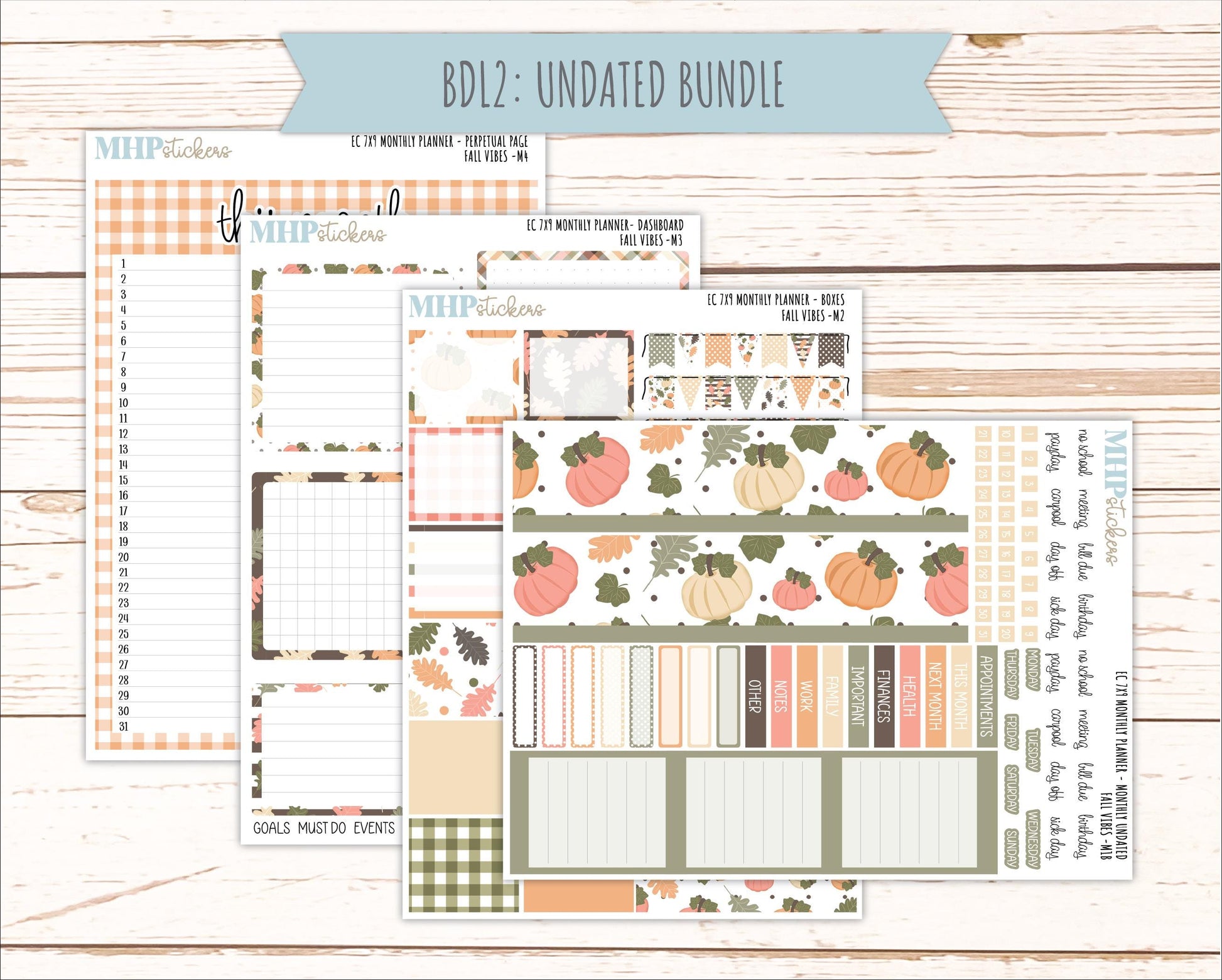 OCTOBER Monthly Kit for 7x9 Erin Condren Planners. 2026 Collection "Fall Vibes" || ECM