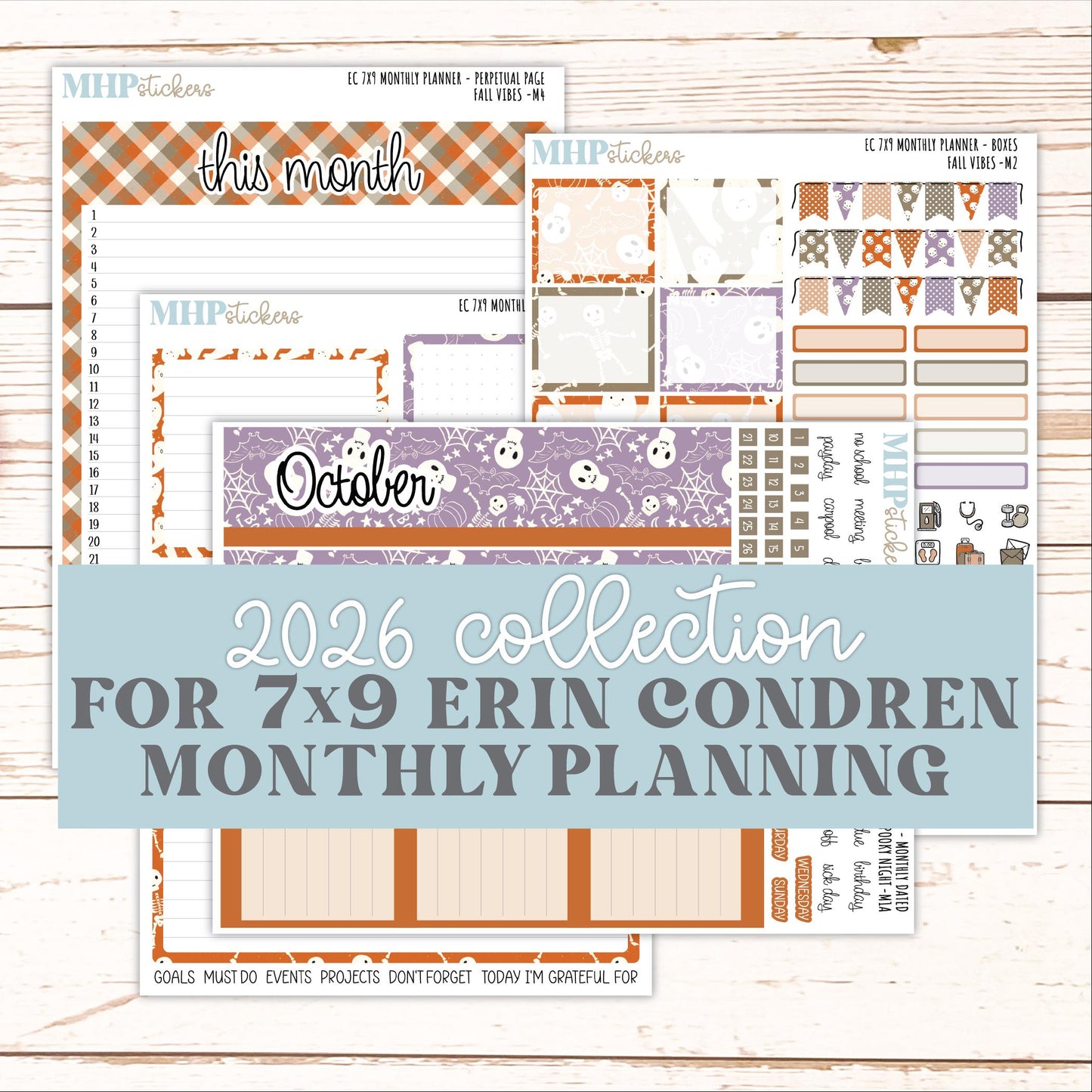 OCTOBER Monthly Kit for 7x9 Erin Condren Planners. 2026 Collection "Spooky Night" || ECM