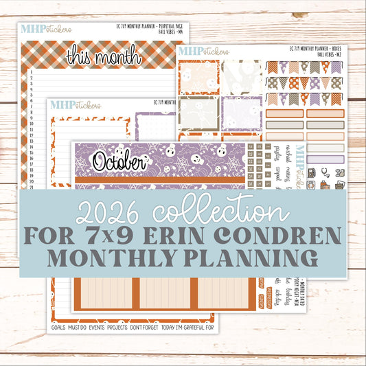 OCTOBER Monthly Kit for 7x9 Erin Condren Planners. 2026 Collection "Spooky Night" || ECM