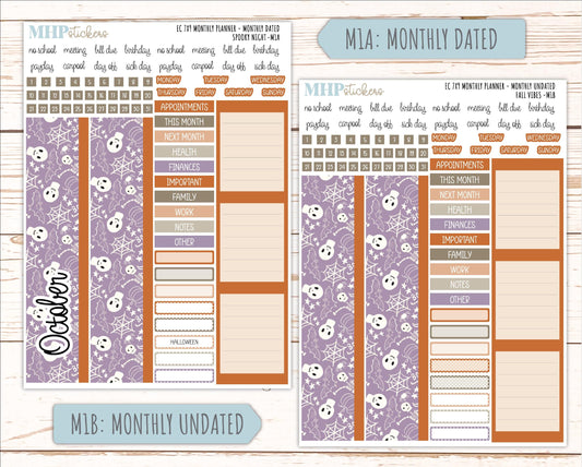 OCTOBER Monthly Kit for 7x9 Erin Condren Planners. 2026 Collection "Spooky Night" || ECM