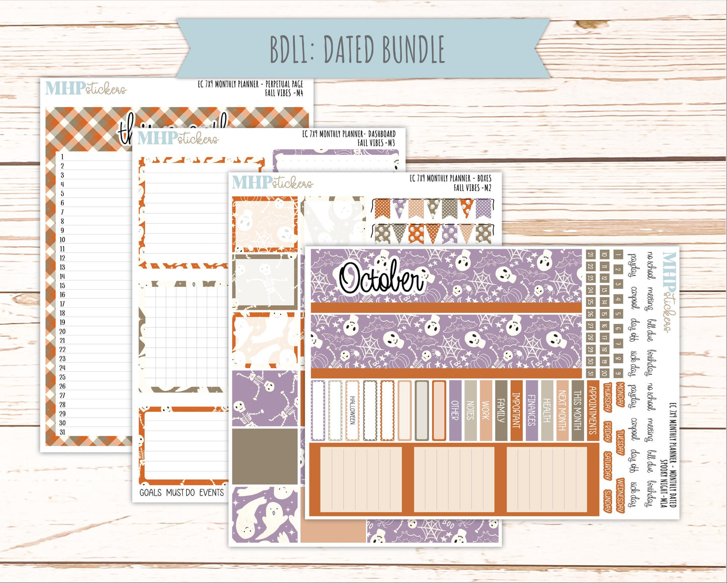 OCTOBER Monthly Kit for 7x9 Erin Condren Planners. 2026 Collection "Spooky Night" || ECM